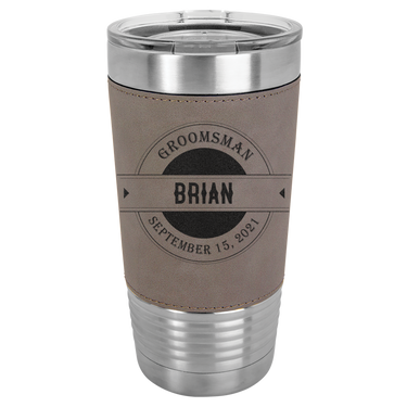 Personalized 20oz Leatherette Groomsmen Tumbler Gift
